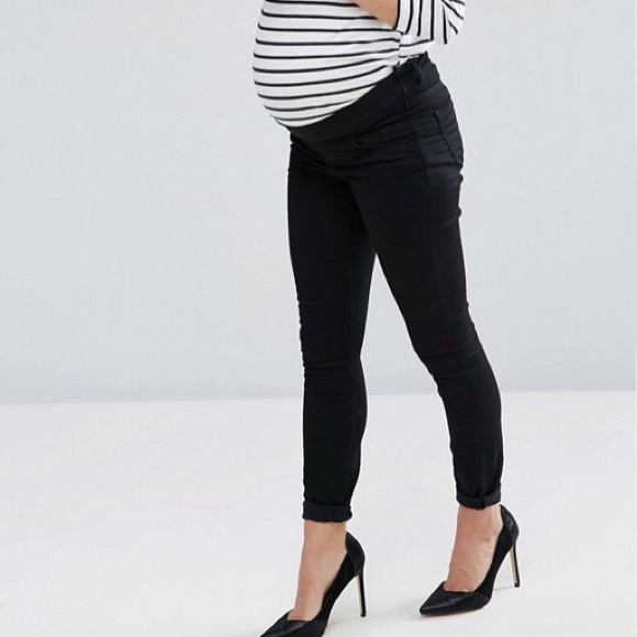 ASOS DESIGN Maternity Lisbon Mid-Rise Ankle Jeans - Picture 1 of 6